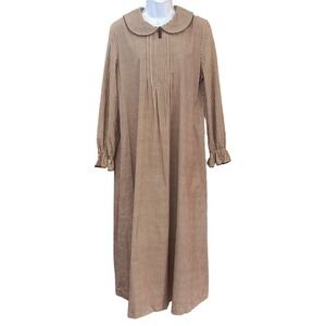 Vintage Prenatal Gingham Maxi Dress Cottagecore Prairie Peter Pan Collar Farm